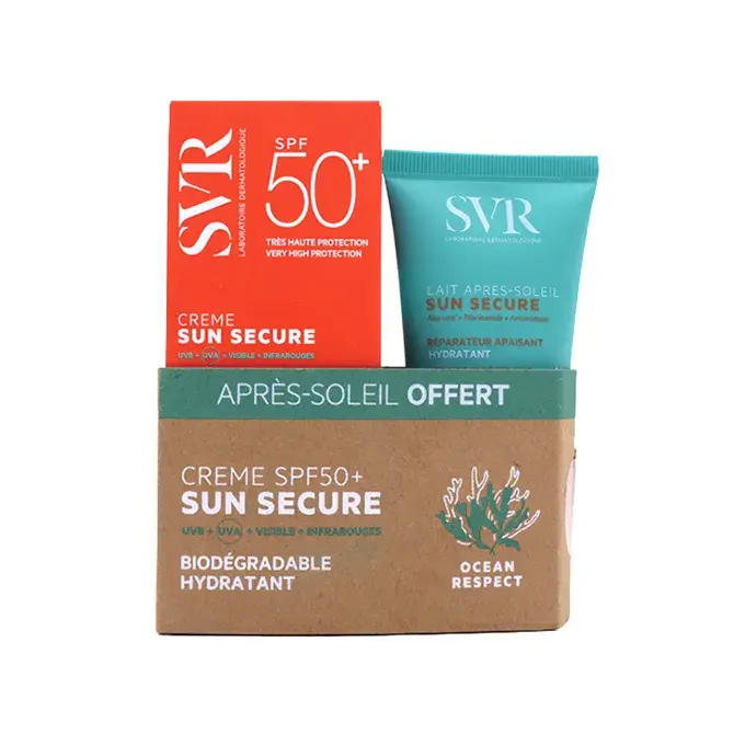 Sun Secure Crème Solaire SPF50+ 50 ml + Lait Après-Soleil Apaisant 50 ml SVR