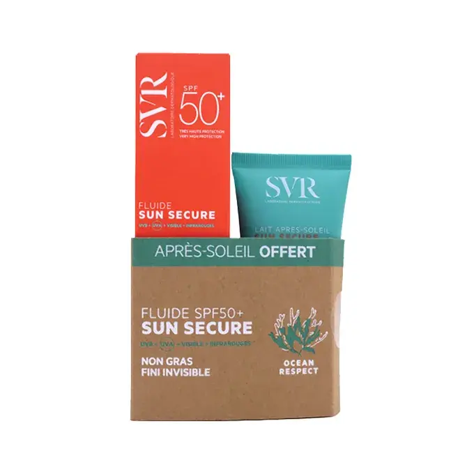 Sun Secure Fluide Solaire SPF50+ 50 ml + Lait Après-Soleil Apaisant 50 ml SVR