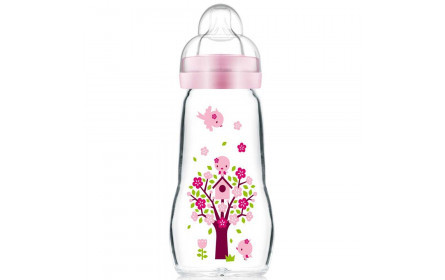 Feel Good Biberon 1er Age en Verre Rose 260ml 2+mois Mam